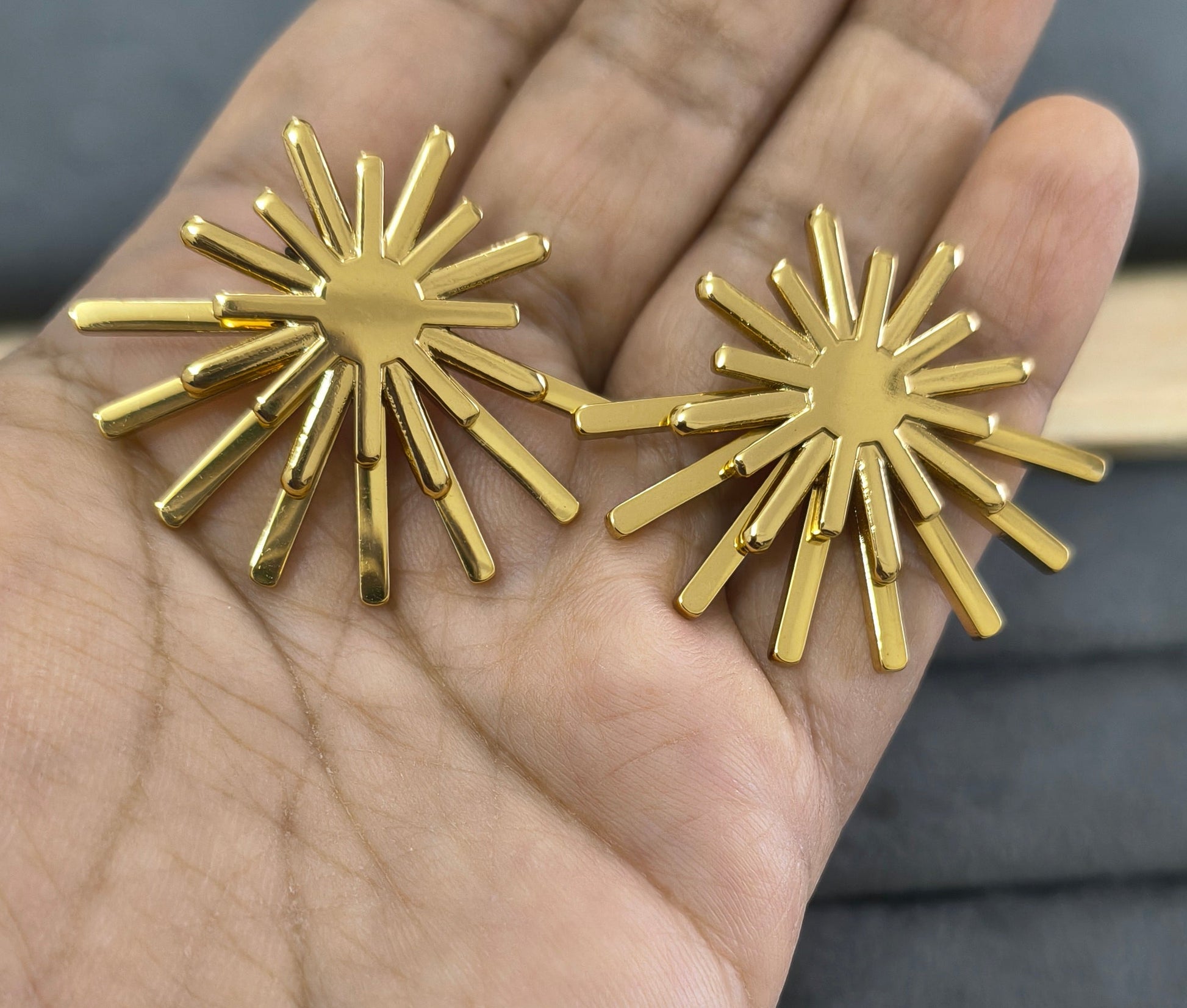 Anti Tarnish Sun Goddess 2 in 1 Style Earrings 18K Gold Plated