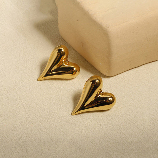 Anti Tarnish Sweet Heart Earrings 18K Gold Plated