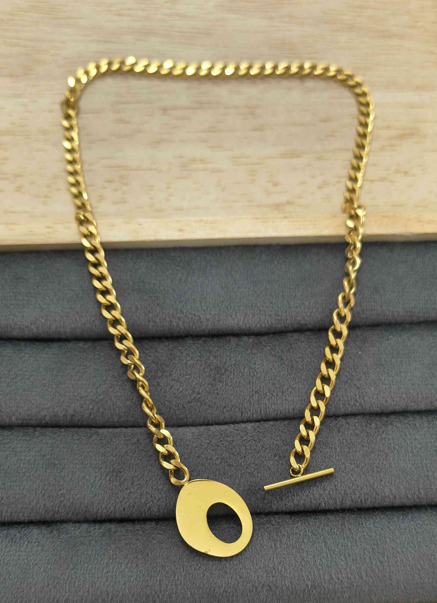Anti Tarnish T Bar Cuban Link Chain 18K Gold Plated