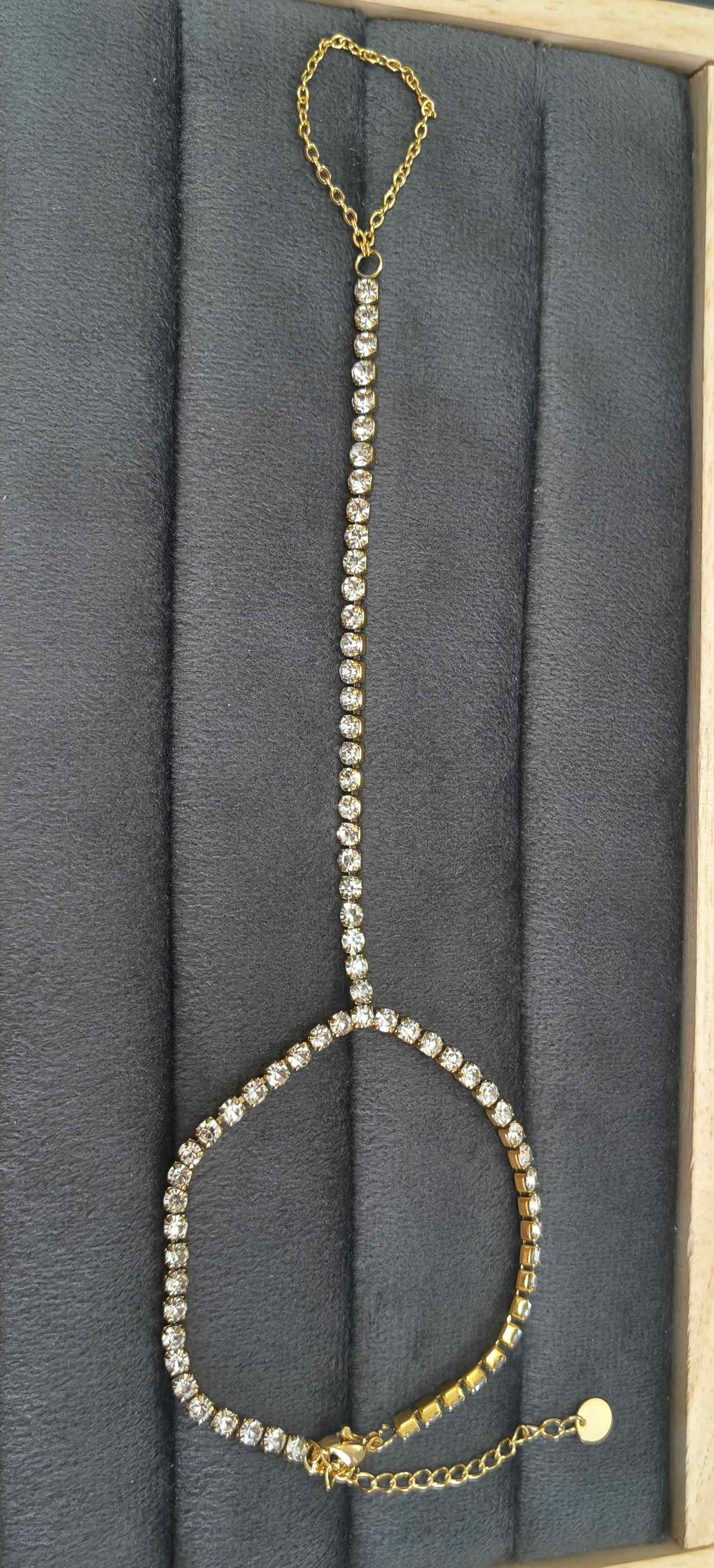 Anti Tarnish Tennis Hand Chain Bracelet 18K Gold Plated