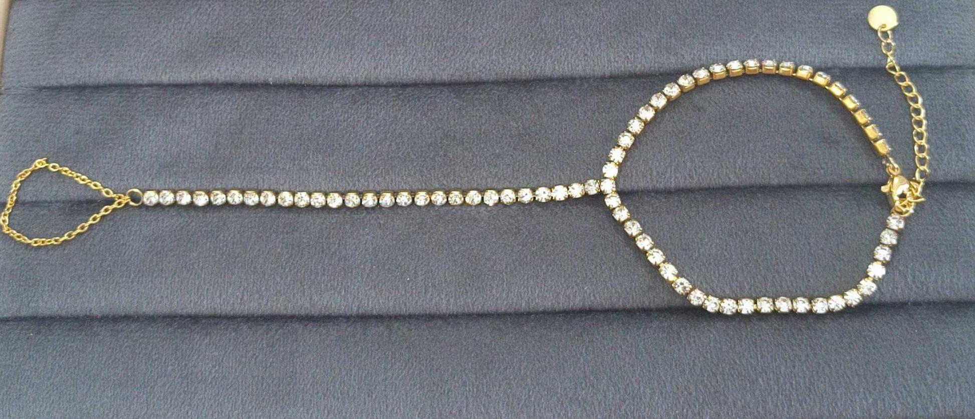 Anti Tarnish Tennis Hand Chain Bracelet 18K Gold Plated