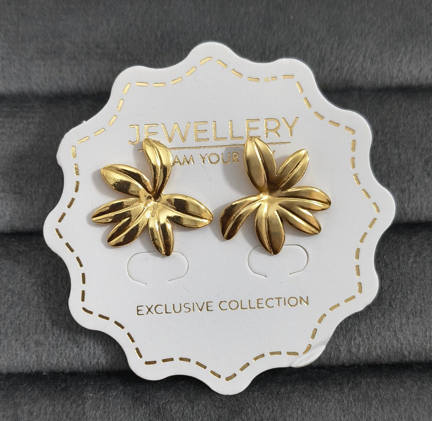 Anti Tarnish Textured Flower Earrings 18K Gold Plated