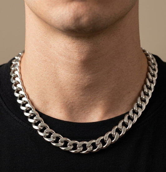 Anti Tarnish Thick Cuban Chain Premium Silver Plated