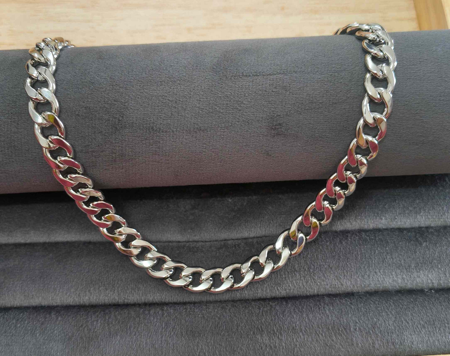 Anti Tarnish Thick Cuban Chain Premium Silver Plated