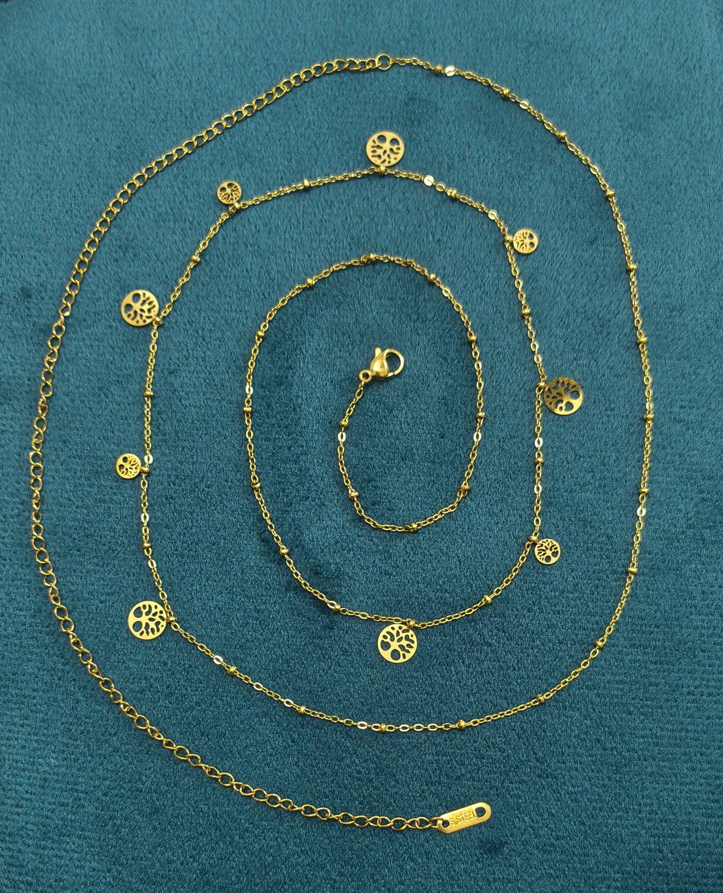 Anti Tarnish Tree Charm Waist Chain 18K Gold Plated