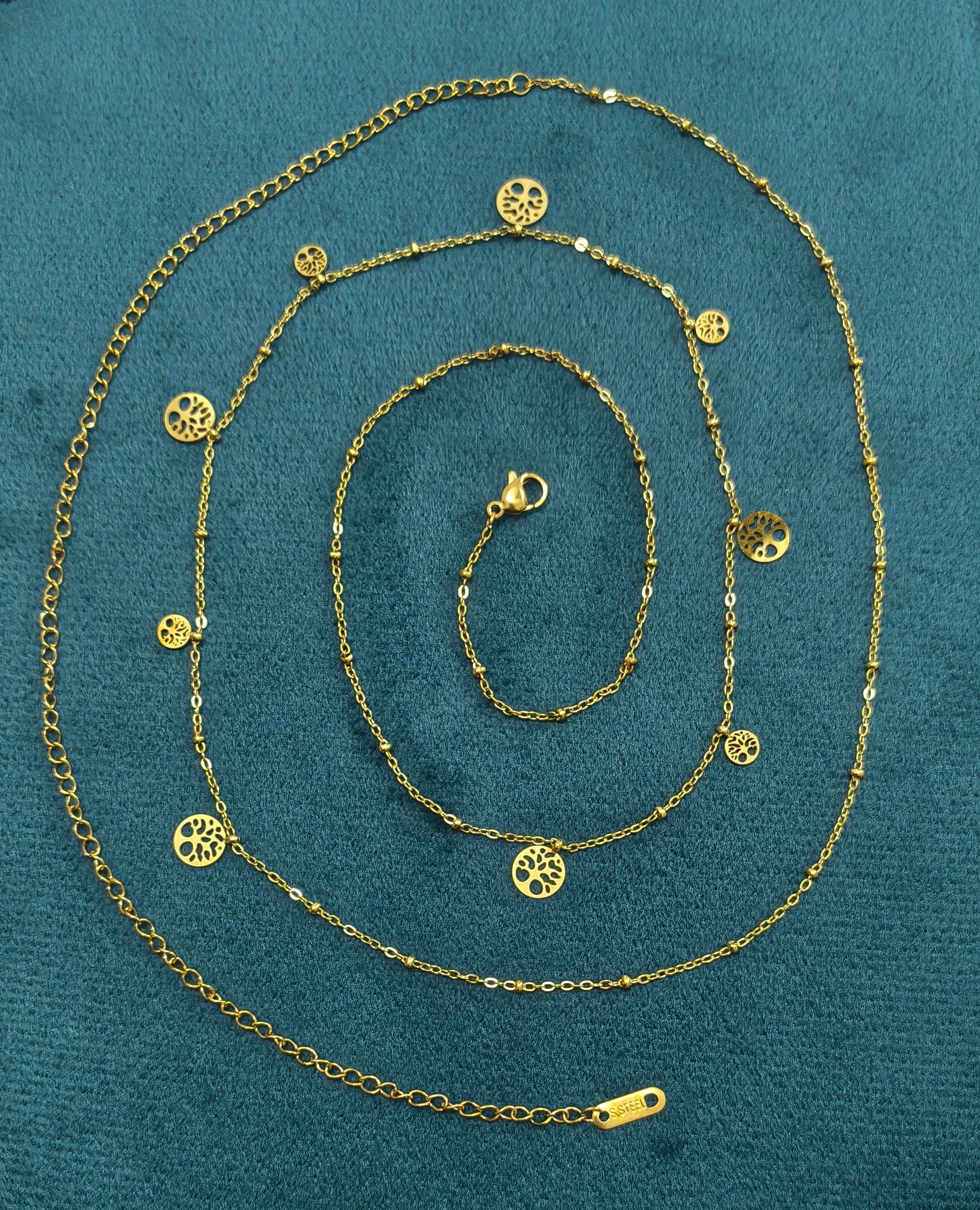 Anti Tarnish Tree Charm Waist Chain 18K Gold Plated