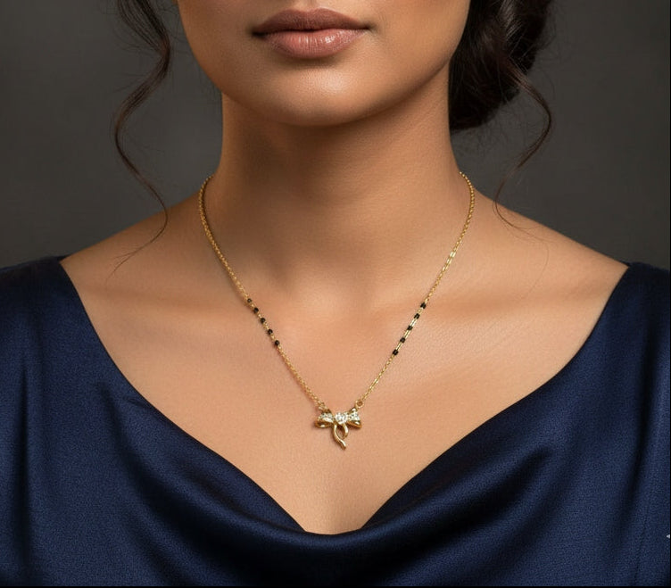 Anti Tarnish Trendy Bow Style Mangalsutra 18K Gold Plated