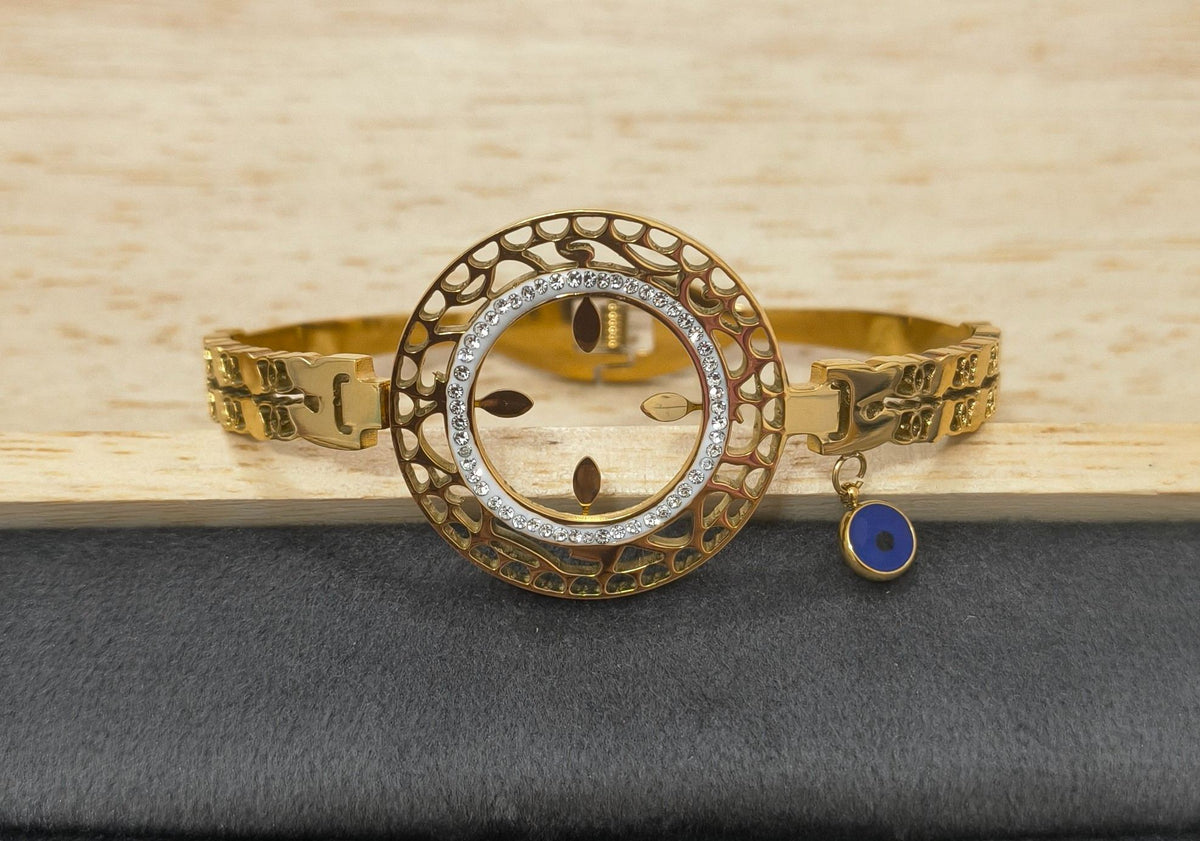 Anti Tarnish Trendy Hollow Dial Bracelet 18K Gold Plated