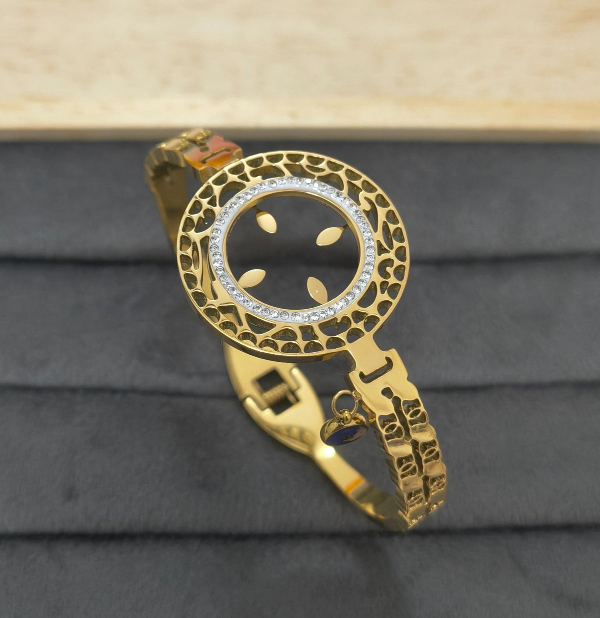 Anti Tarnish Trendy Hollow Dial Bracelet 18K Gold Plated