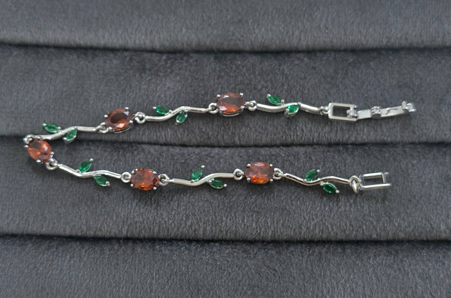 Anti Tarnish Trendy Tulip Bracelet Silver & Red Accents