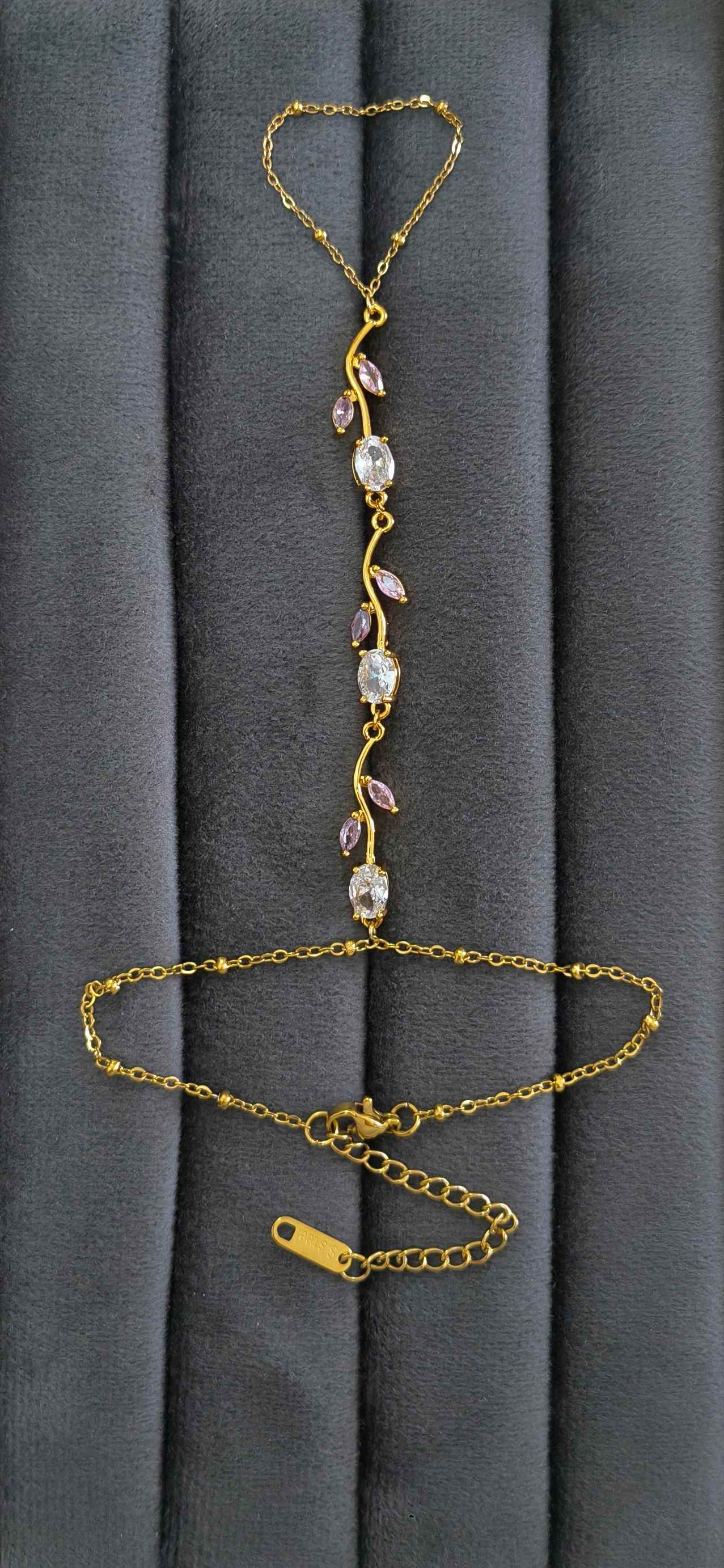 Anti Tarnish Tulip Hand Chain Bracelet 18K Gold Plated