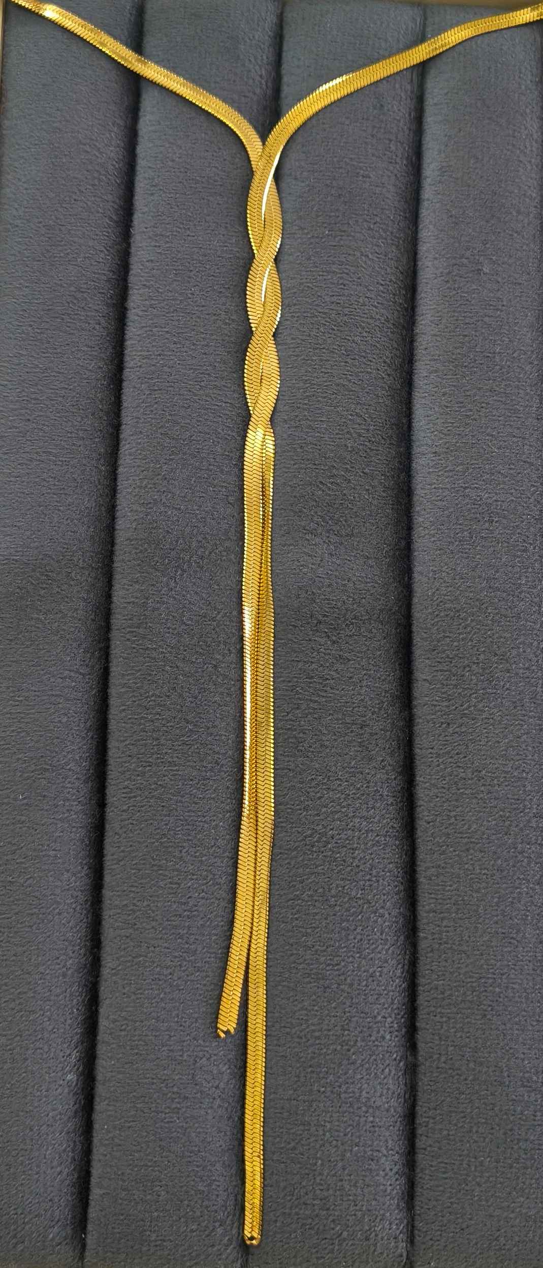 Anti Tarnish Twisted Drop Snake Chain 18K Gold Plated