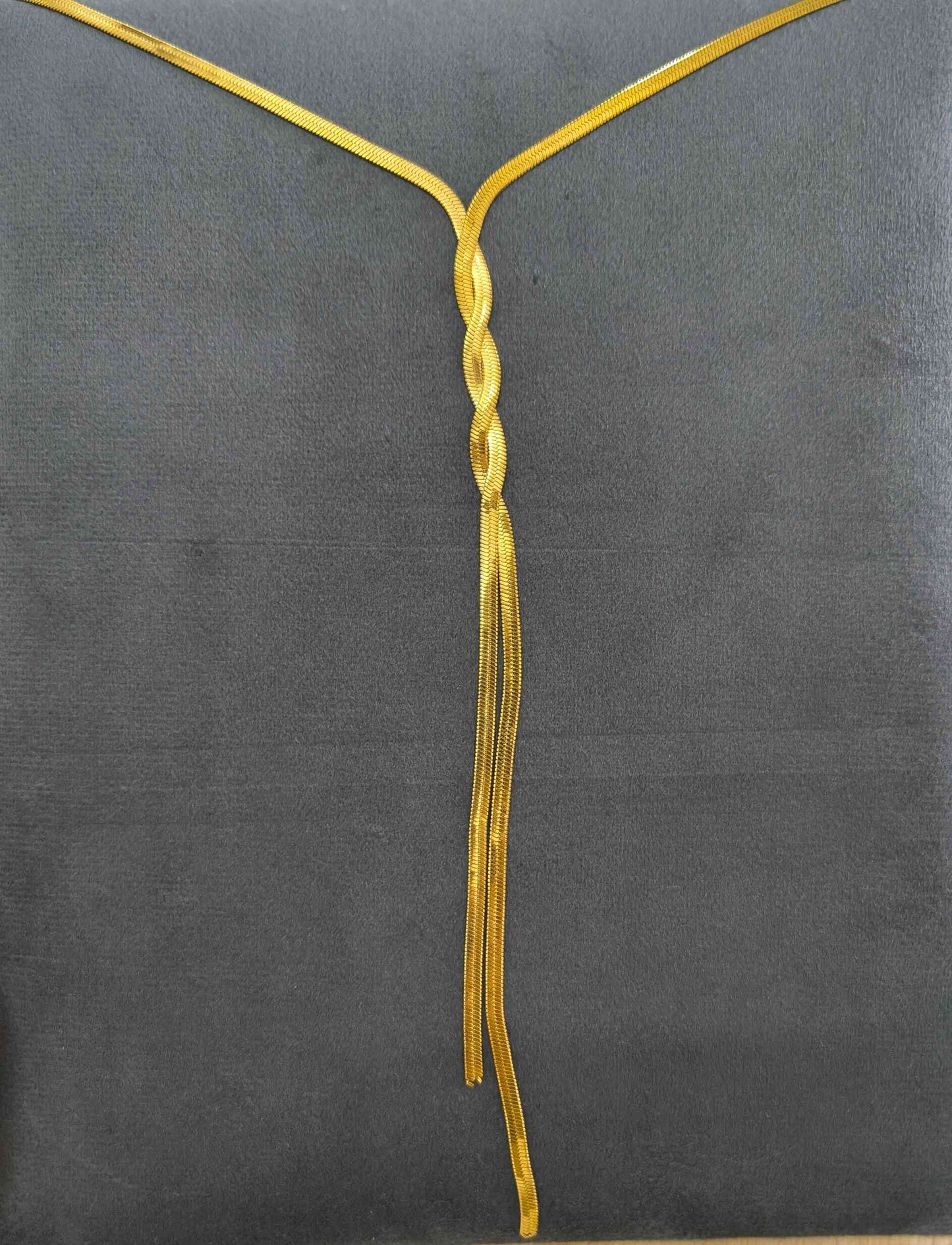 Anti Tarnish Twisted Drop Snake Chain 18K Gold Plated