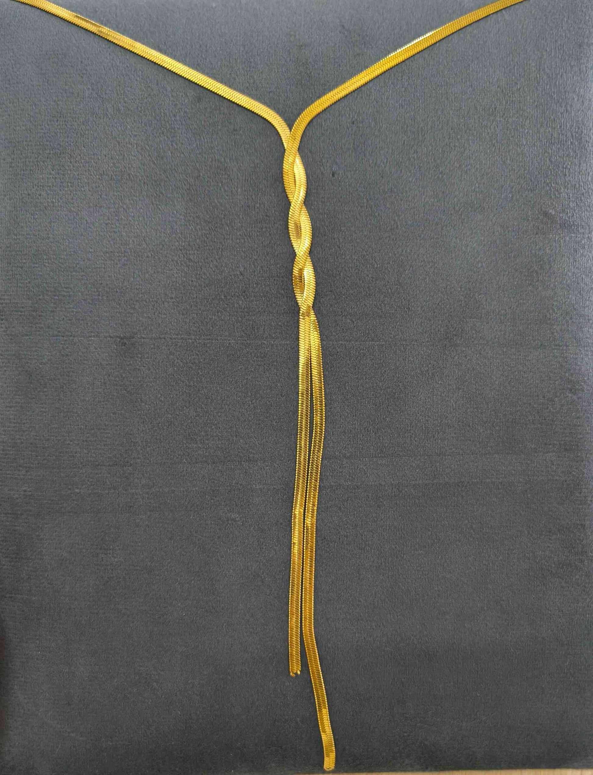 Anti Tarnish Twisted Drop Snake Chain 18K Gold Plated