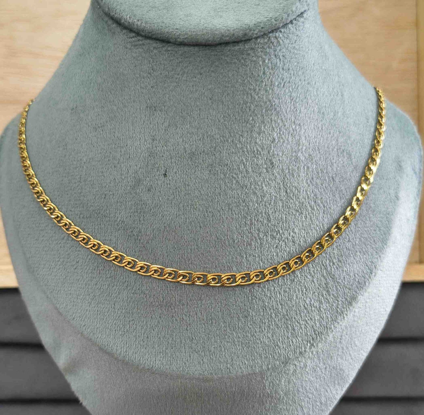Anti Tarnish Unique Curb Link Chain 18K Gold Plated