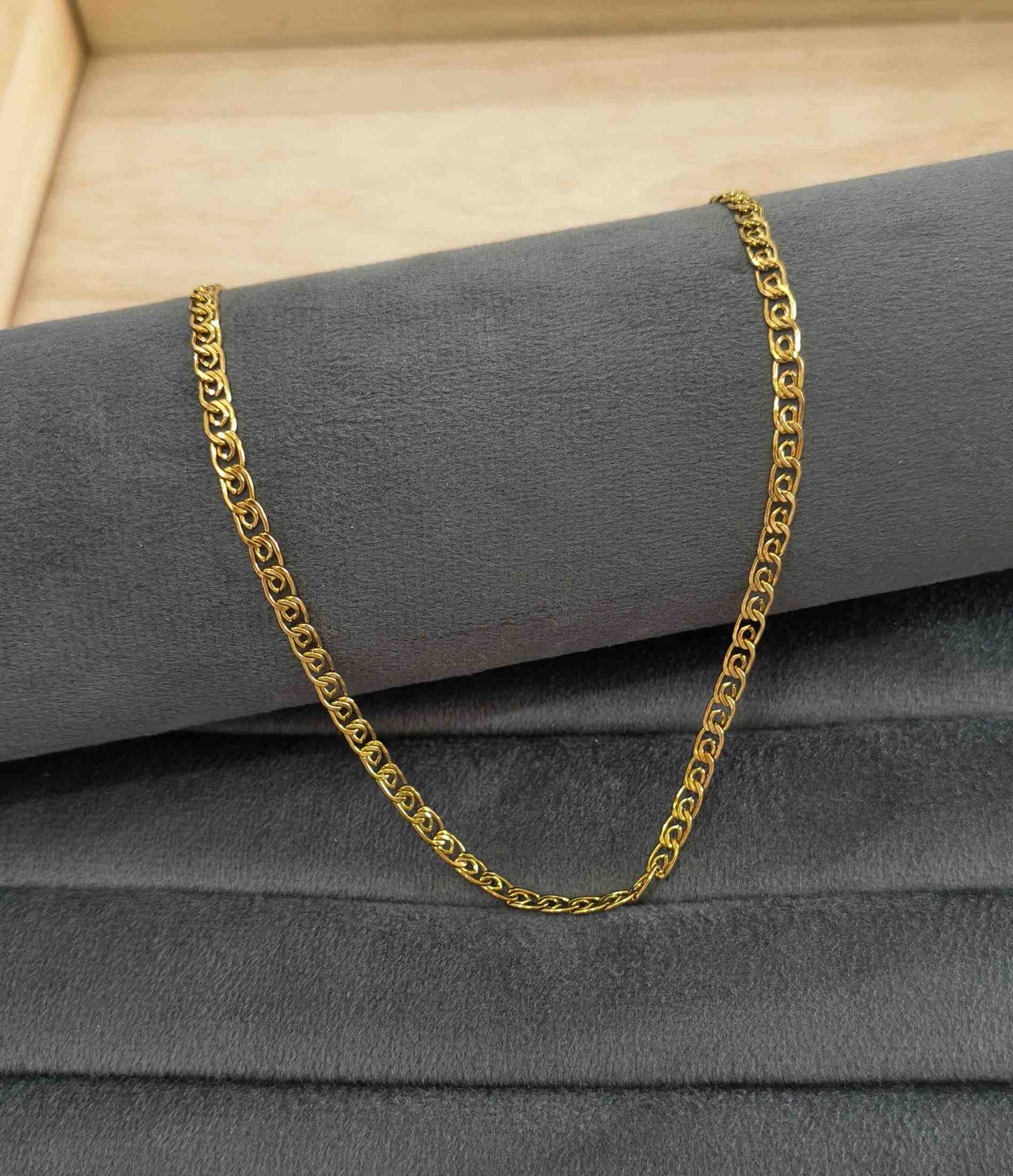 Anti Tarnish Unique Curb Link Chain 18K Gold Plated