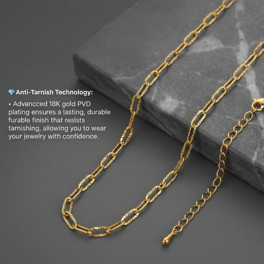 Anti Tarnish Unique Paperclip Chain 18K Gold Plated
