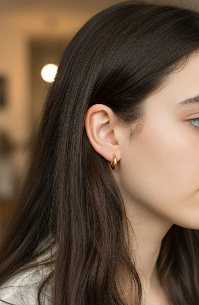 Anti Tarnish Unisex Mini Hoop Bali Earrings 18K Gold Plated