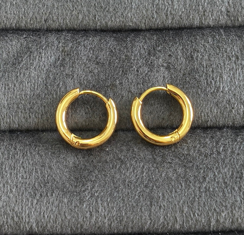 Anti Tarnish Unisex Mini Hoop Bali Earrings 18K Gold Plated
