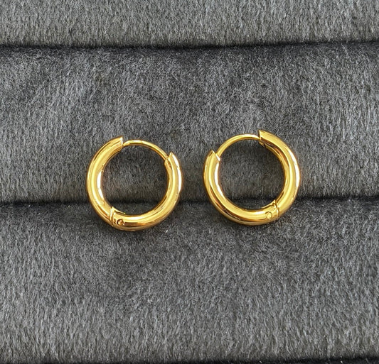 Anti Tarnish Unisex Mini Hoop Bali Earrings 18K Gold Plated