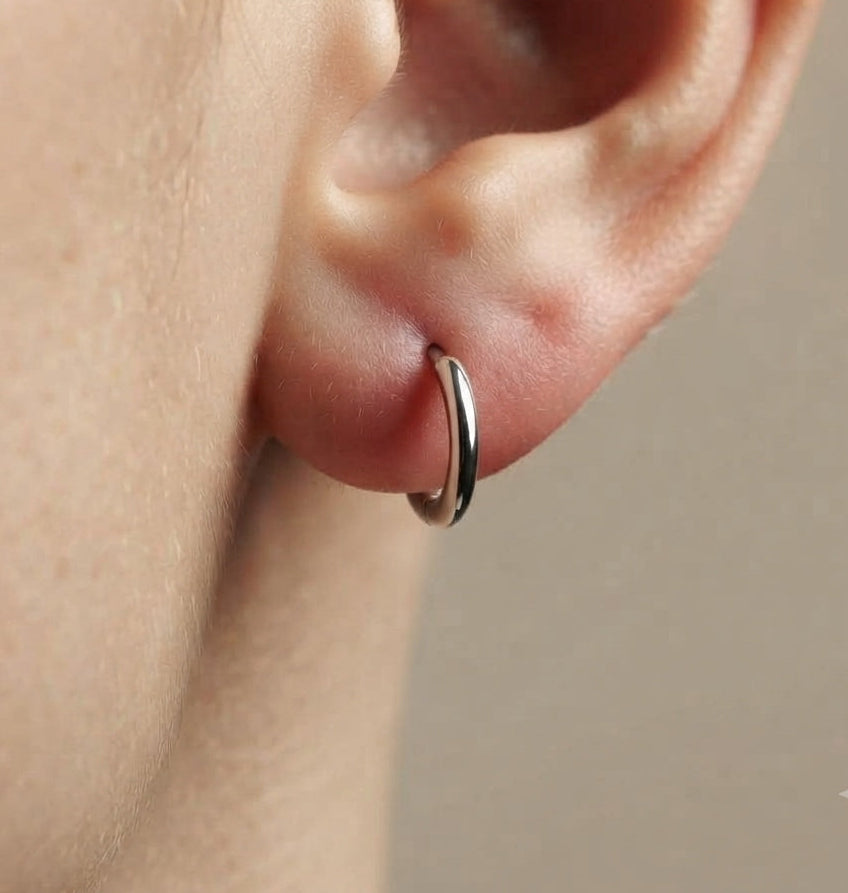 Anti Tarnish Unisex Silver Hoop Bali Earring 18K Gold Plated