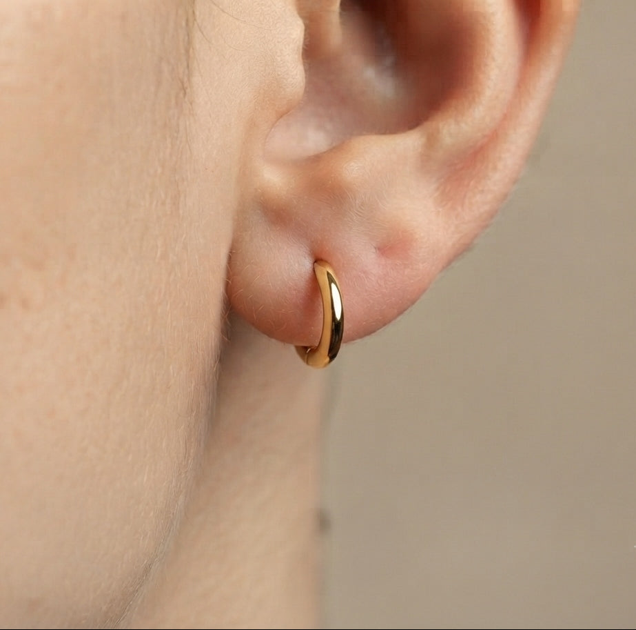 Anti Tarnish Unisex Small Hoop Bali Earring 18K Gold Plated