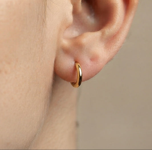 Anti Tarnish Unisex Small Hoop Bali Earring 18K Gold Plated