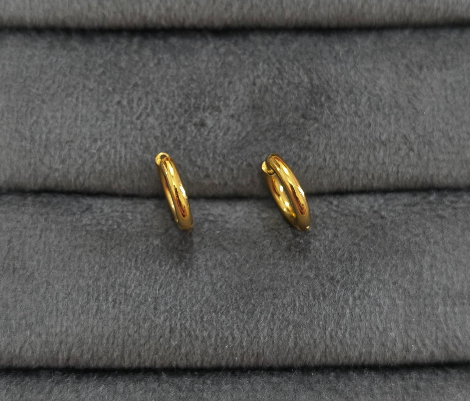 Anti Tarnish Unisex Small Hoop Bali Earring 18K Gold Plated