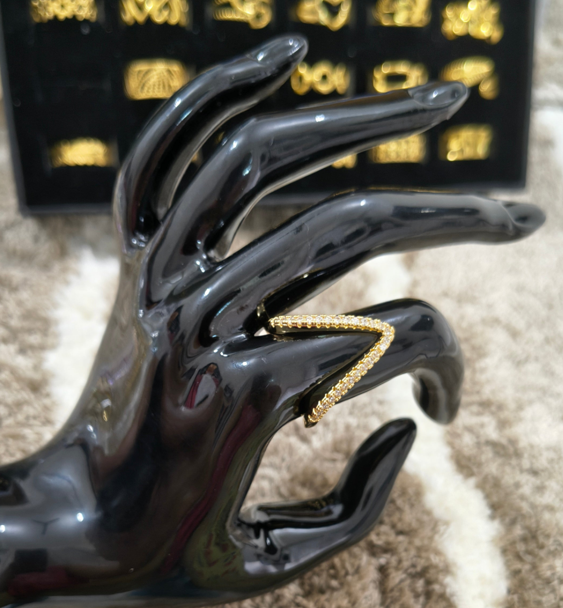 Anti Tarnish V Shape Adjustable Ring 18K Gold Plated