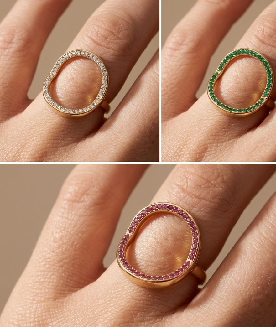 Anti Tarnish Versatile 3 Way Sparkle Ring 18K Gold Plated
