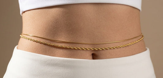 Anti Tarnish Waist Chain Delicate Double Layered 18K Gold