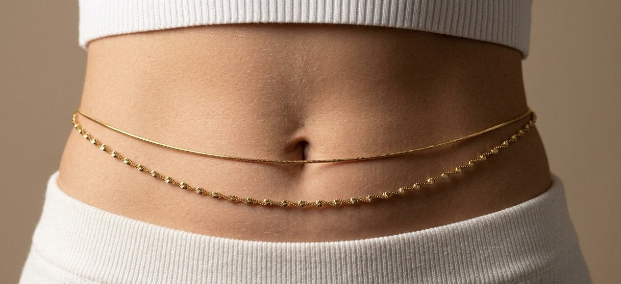 Anti Tarnish Waist Chain Elegant Double Layered 18K Gold