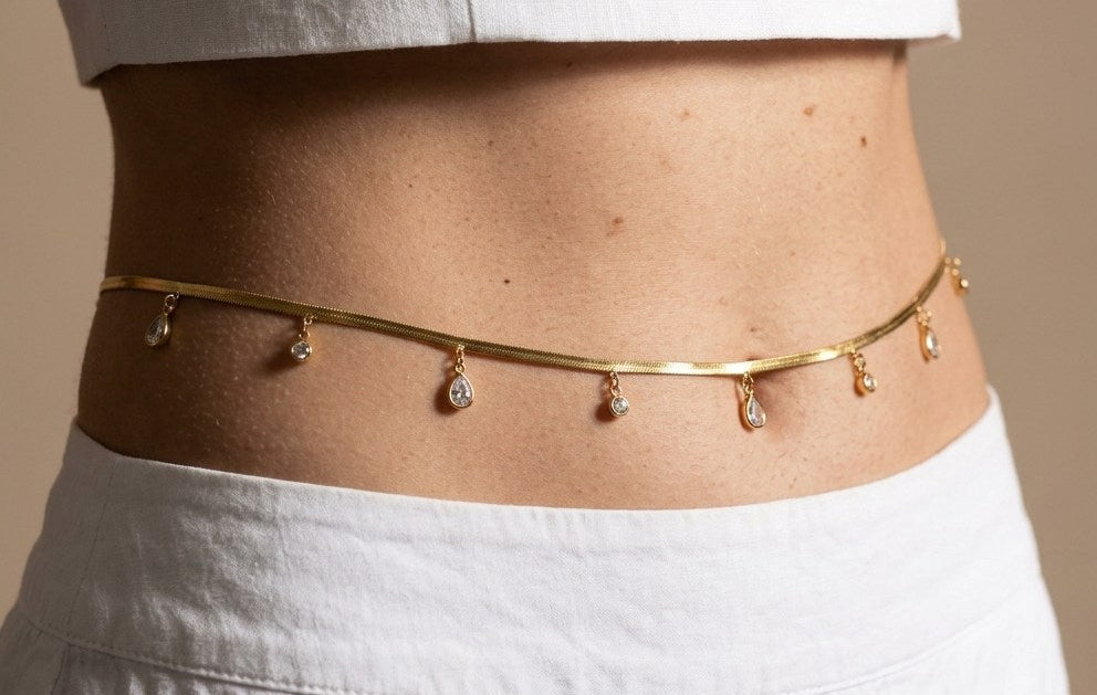 Anti Tarnish Waist Chain Mix Charm Belly Chain 18K Gold Plated
