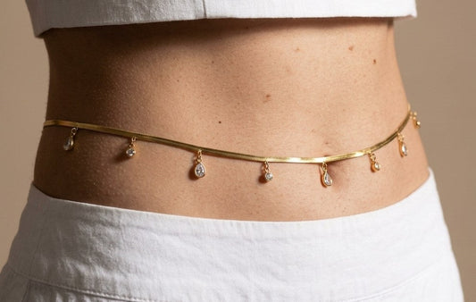Anti Tarnish Waist Chain Mix Charm Belly Chain 18K Gold Plated