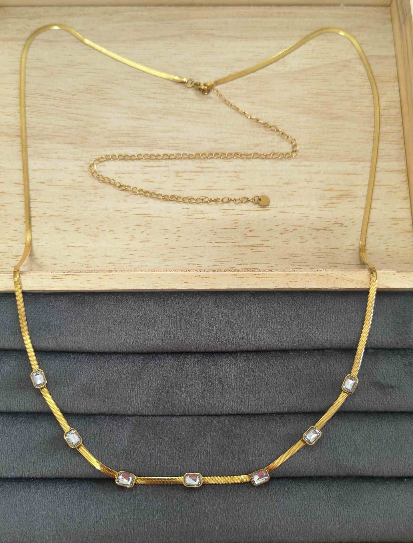 Anti Tarnish Waist Chain Square Crystal Belly Chain 18K Gold