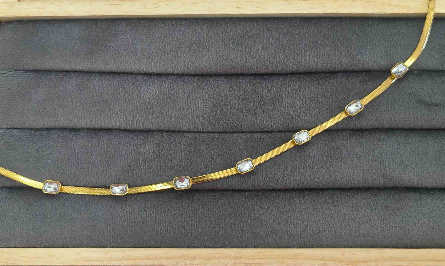Anti Tarnish Waist Chain Square Crystal Belly Chain 18K Gold