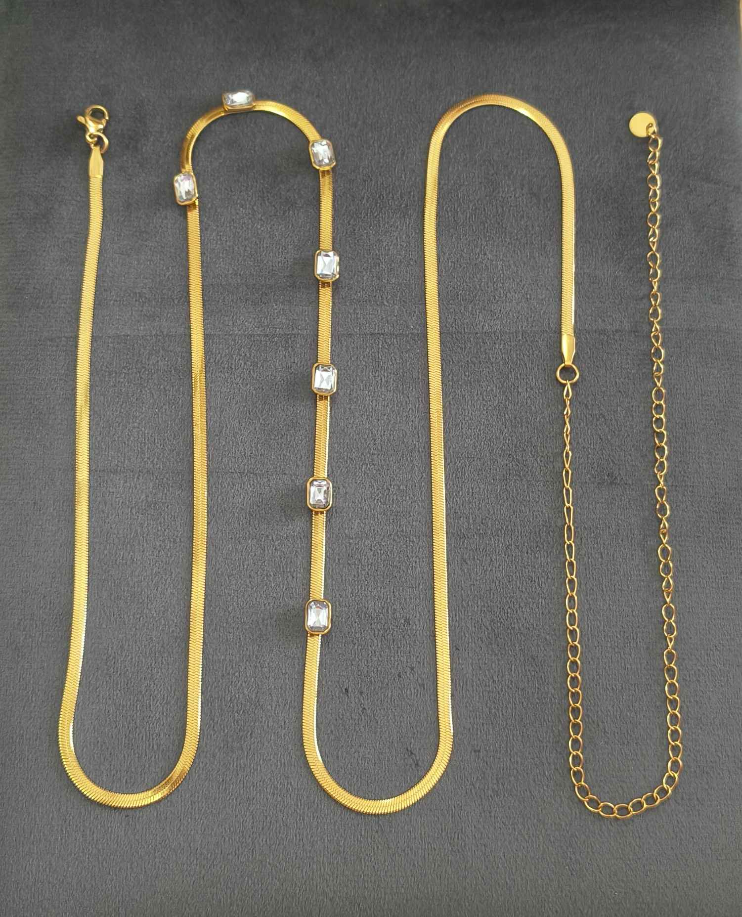 Anti Tarnish Waist Chain Square Crystal Belly Chain 18K Gold