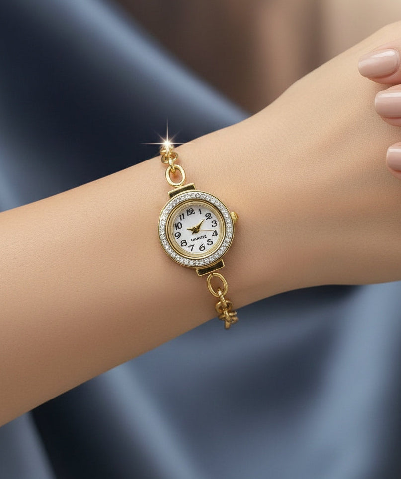 Anti Tarnish Watch Paperclip Chain Bracelet 18K Gold Plated