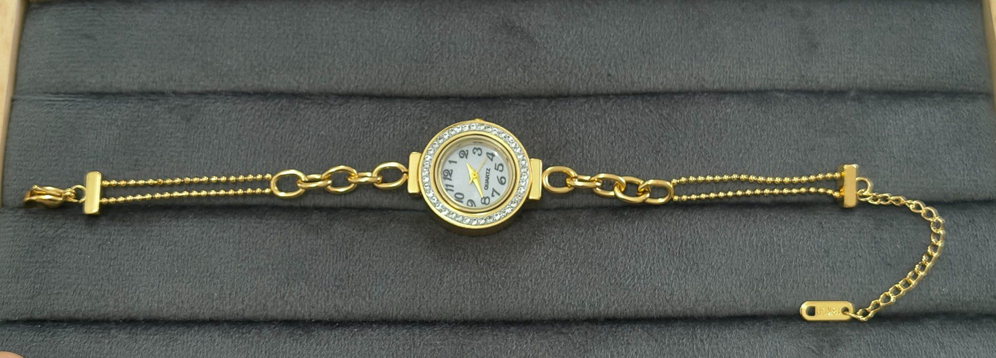 Anti Tarnish Watch Paperclip Chain Bracelet 18K Gold Plated