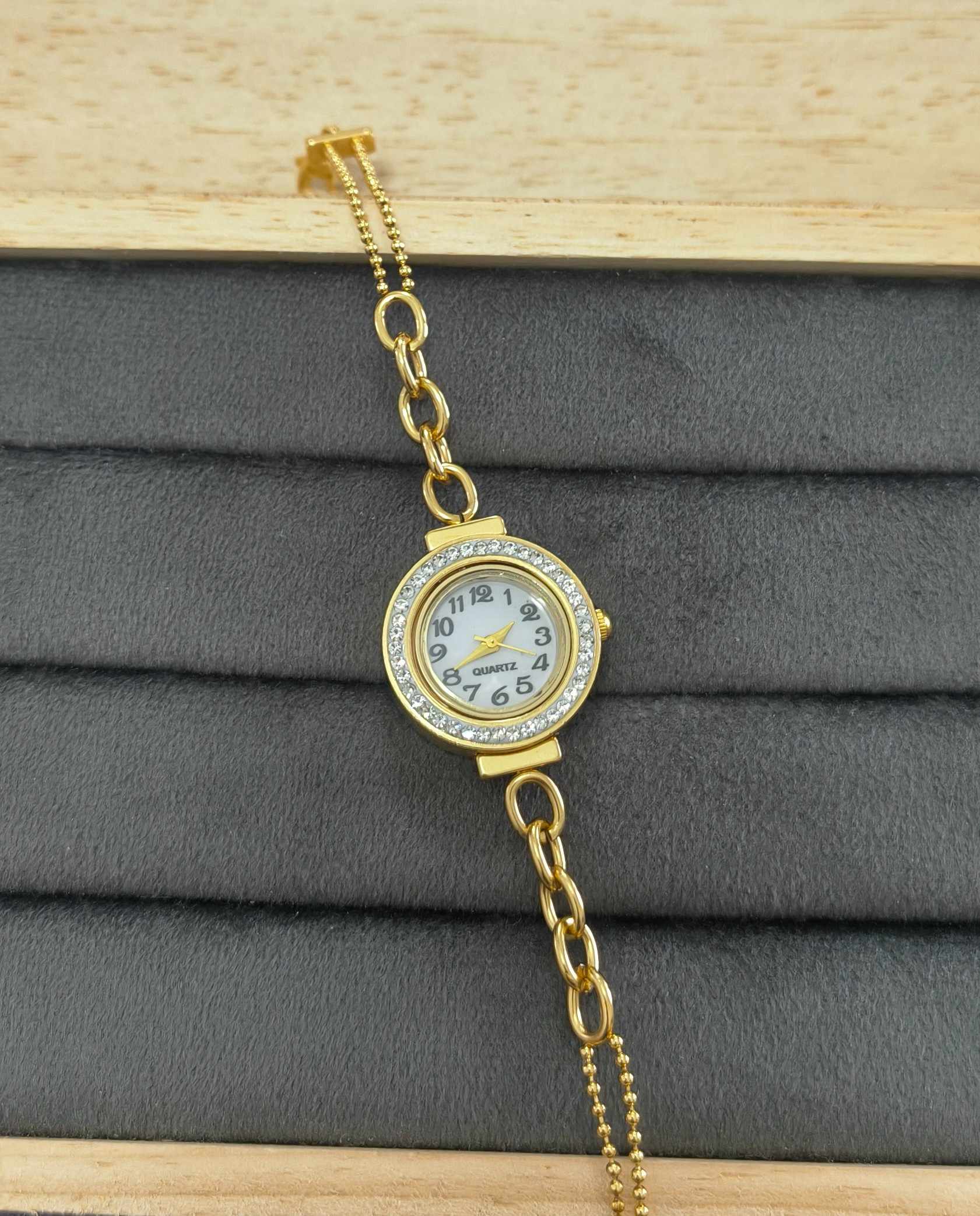 Anti Tarnish Watch Paperclip Chain Bracelet 18K Gold Plated