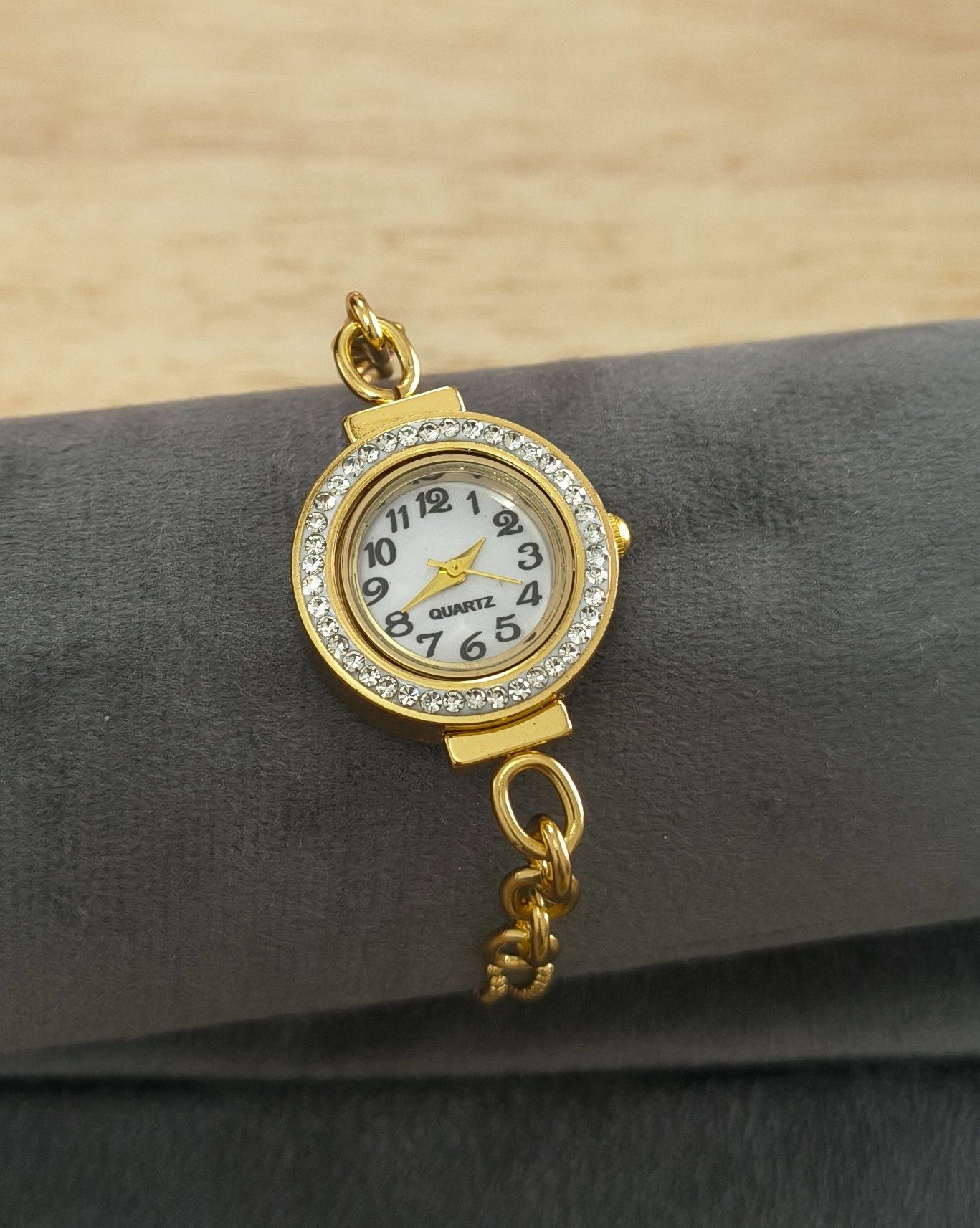 Anti Tarnish Watch Paperclip Chain Bracelet 18K Gold Plated