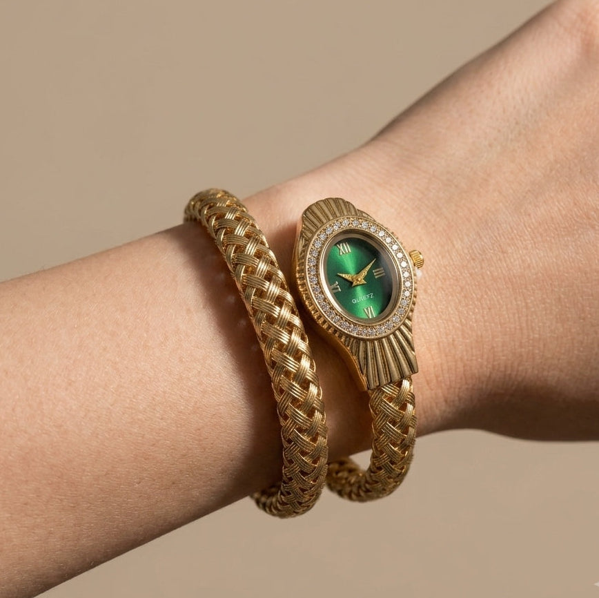 Anti Tarnish Watch Serpenti Mesh Style 18K Gold Plated