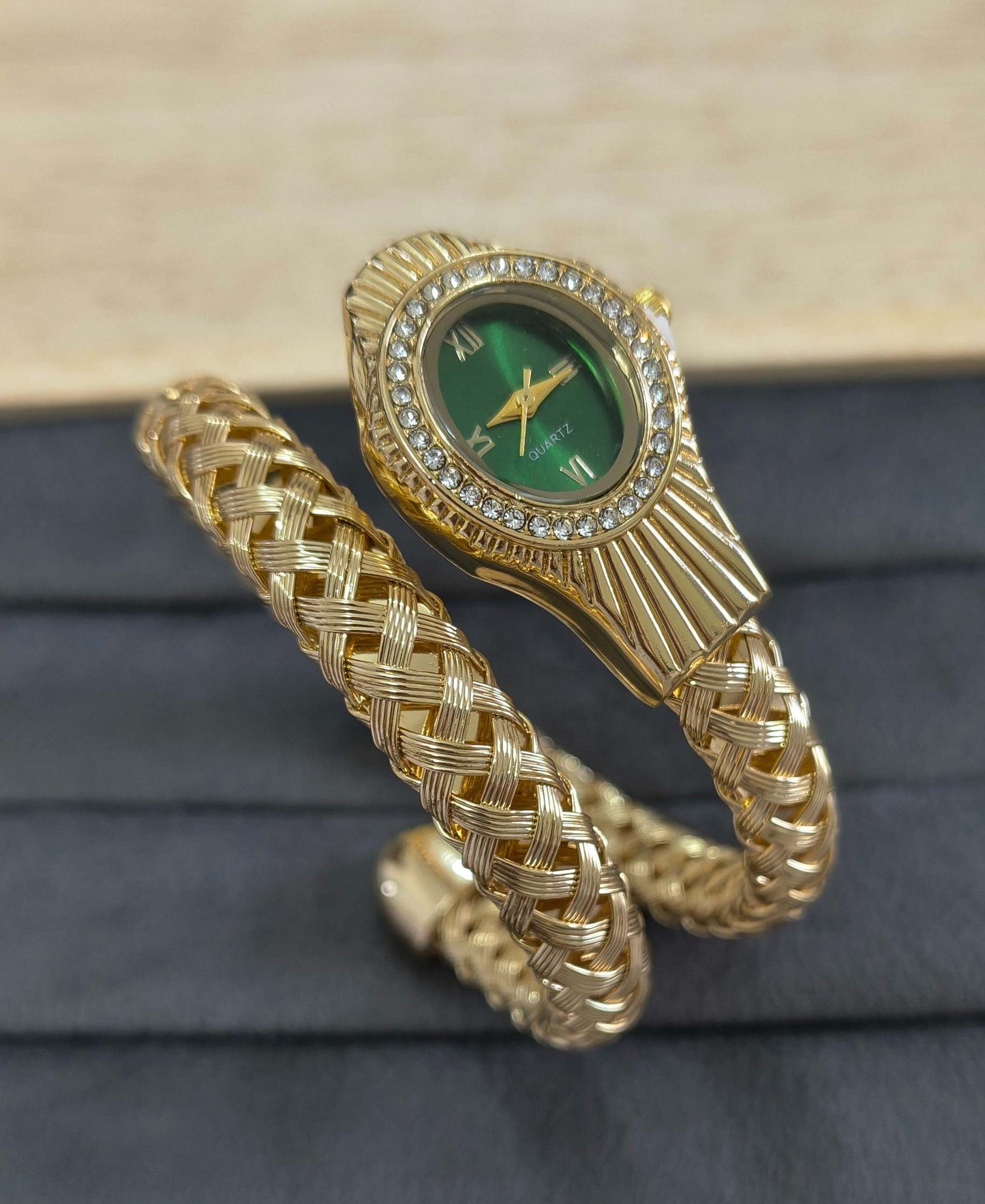 Anti Tarnish Watch Serpenti Mesh Style 18K Gold Plated