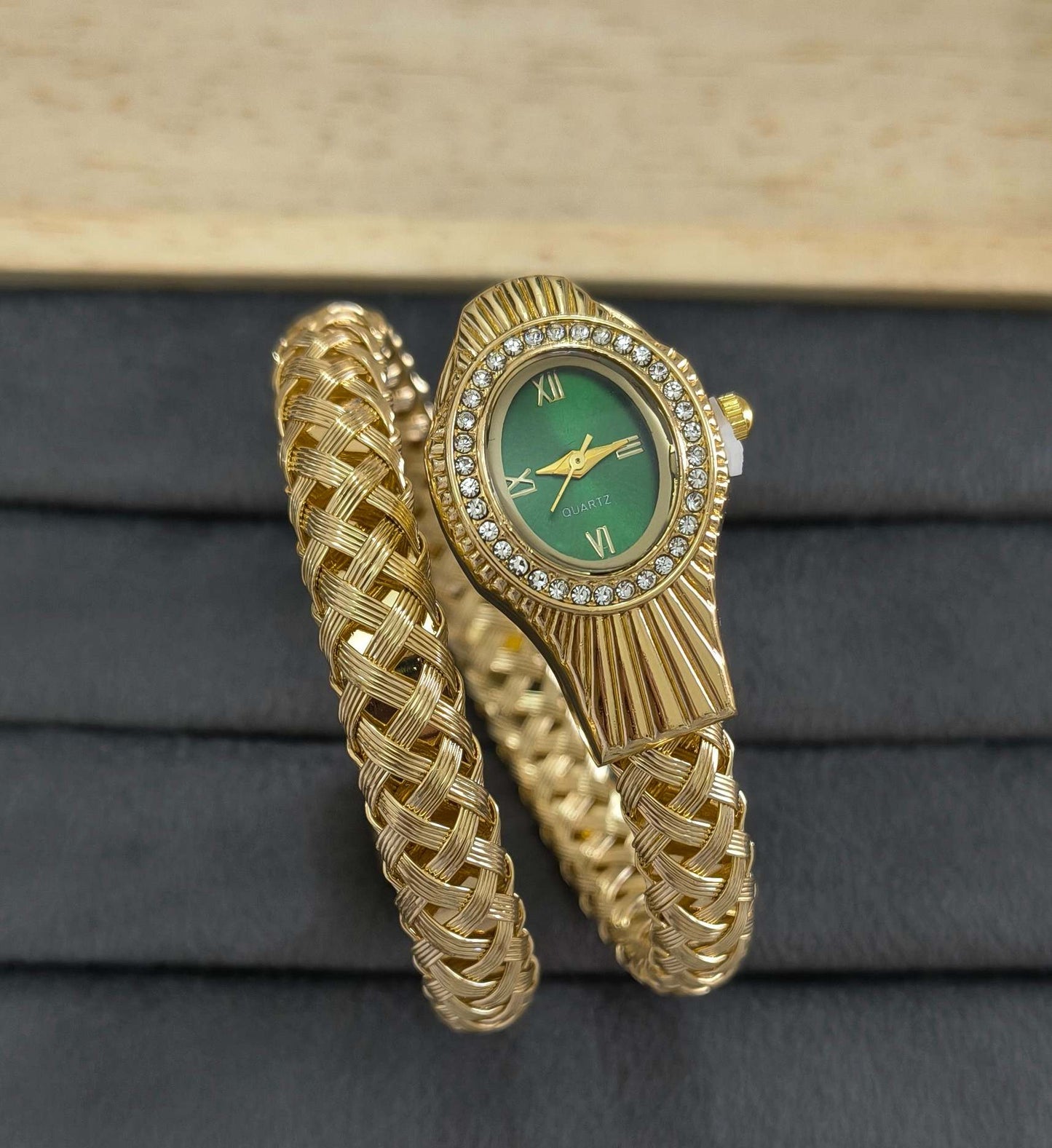 Anti Tarnish Watch Serpenti Mesh Style 18K Gold Plated