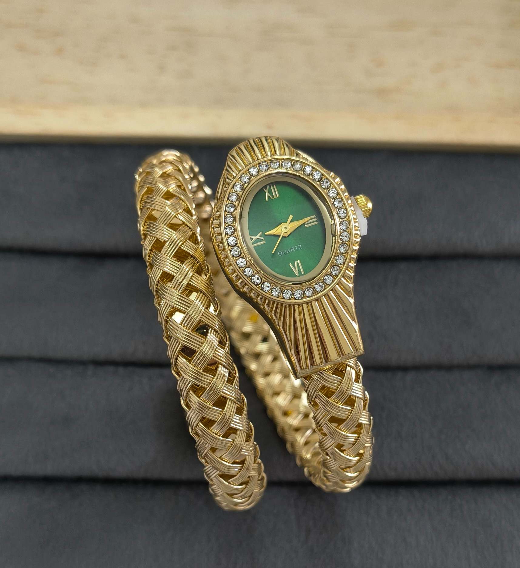 Anti Tarnish Watch Serpenti Mesh Style 18K Gold Plated