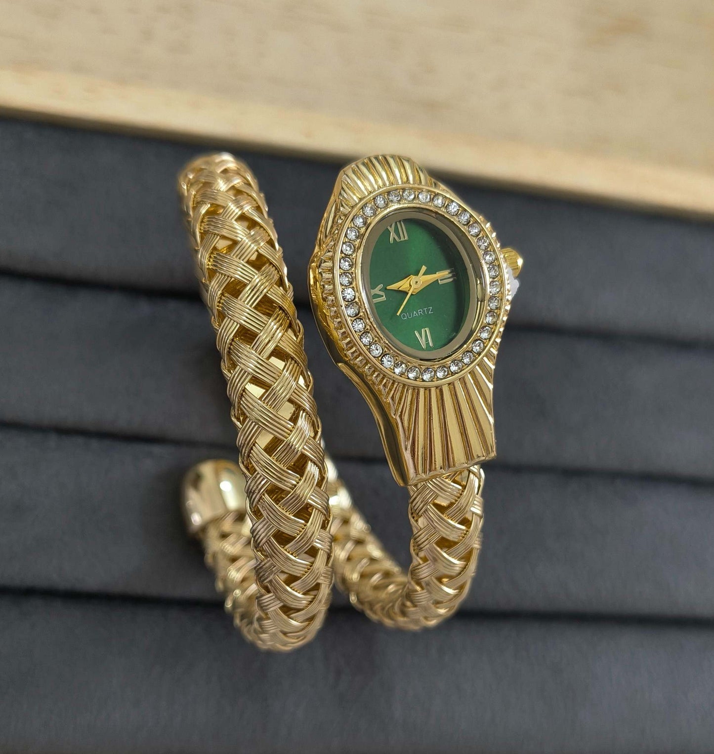 Anti Tarnish Watch Serpenti Mesh Style 18K Gold Plated