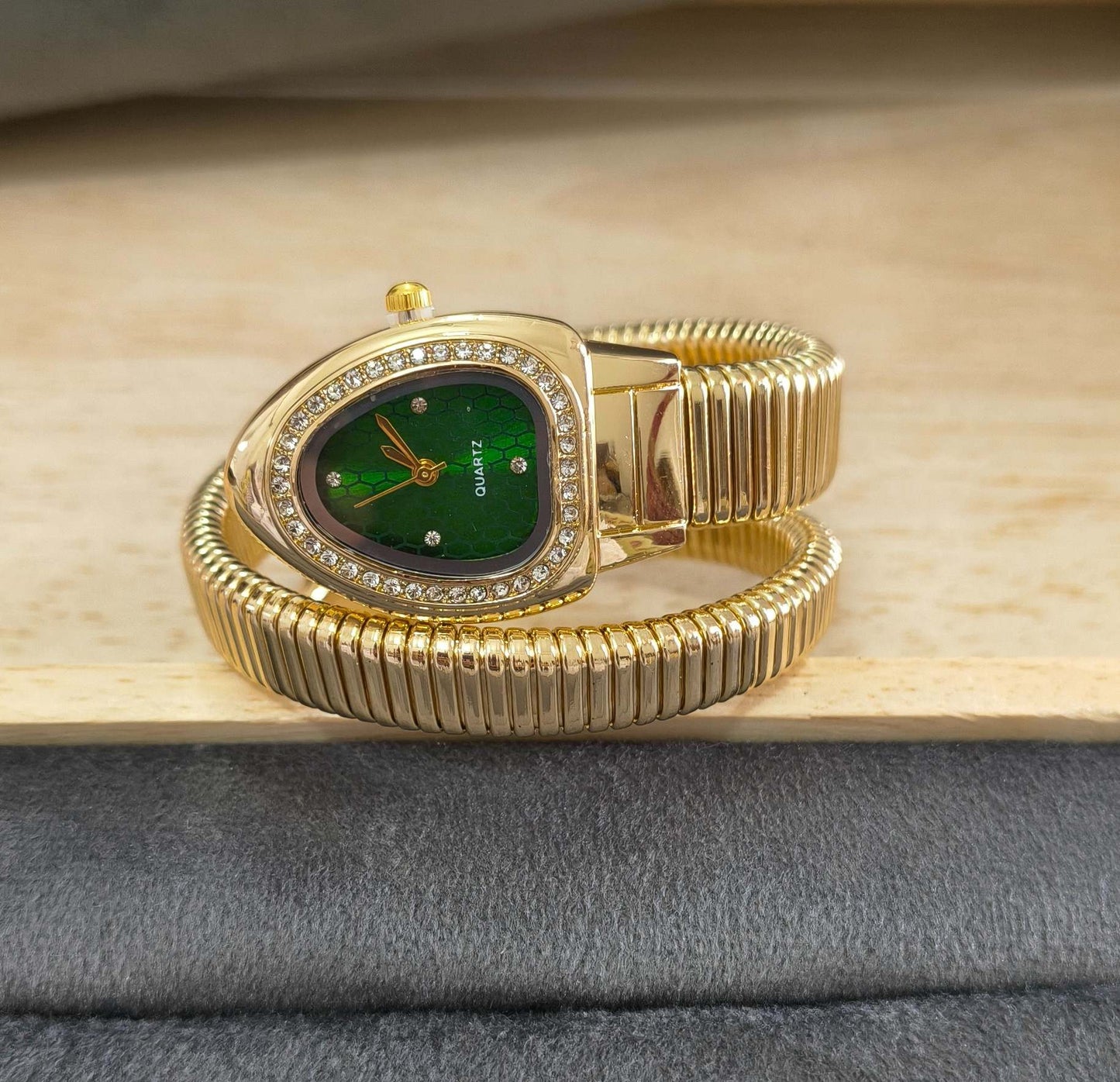 Anti Tarnish Watch Serpenti Snake Green 18K Gold Plated