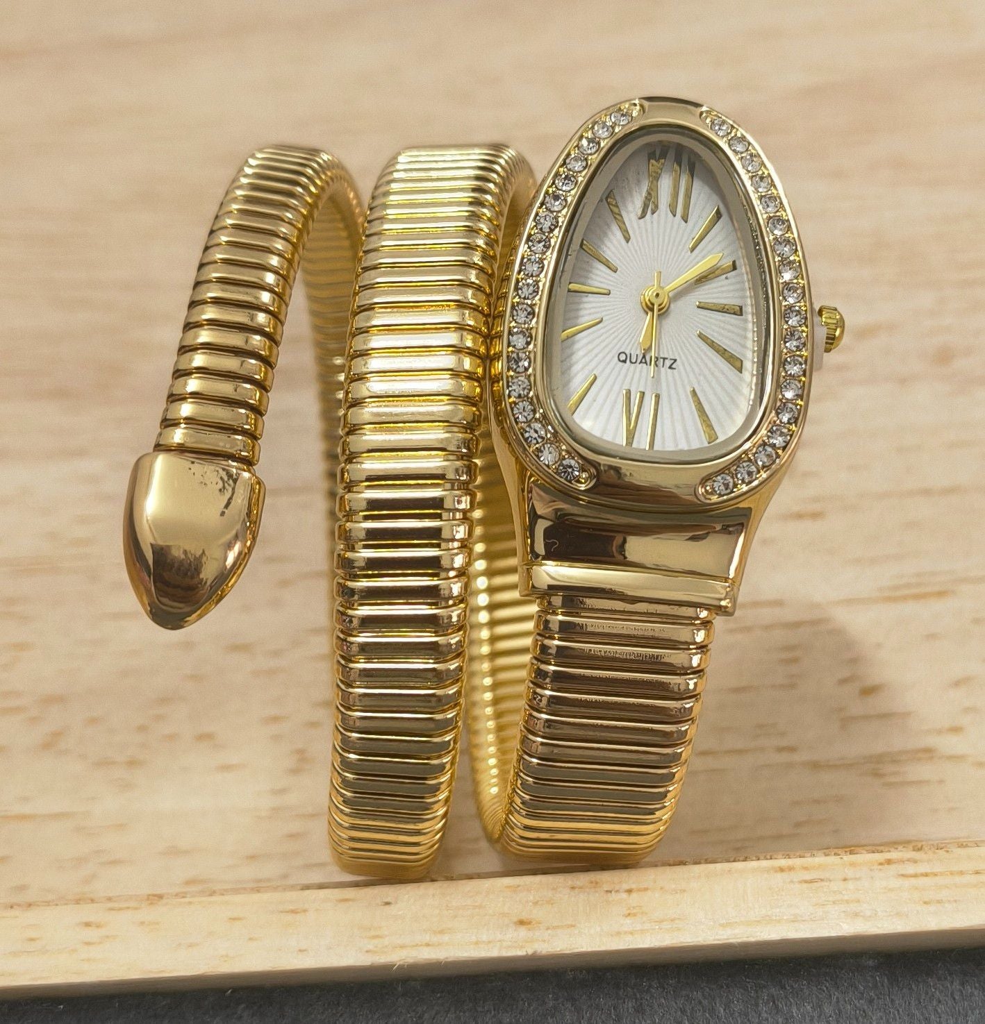 Anti Tarnish Watch Serpenti Snake Wrap 18K Gold Plated 