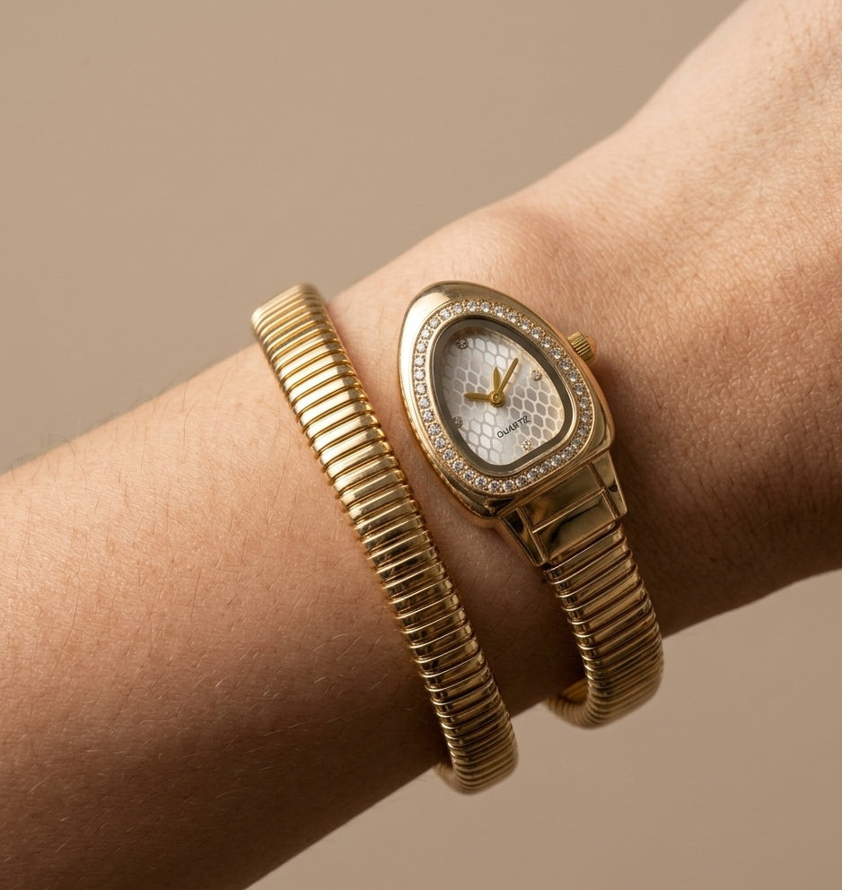 Anti Tarnish Watch Serpenti Snake Wrap 18K Gold Plated