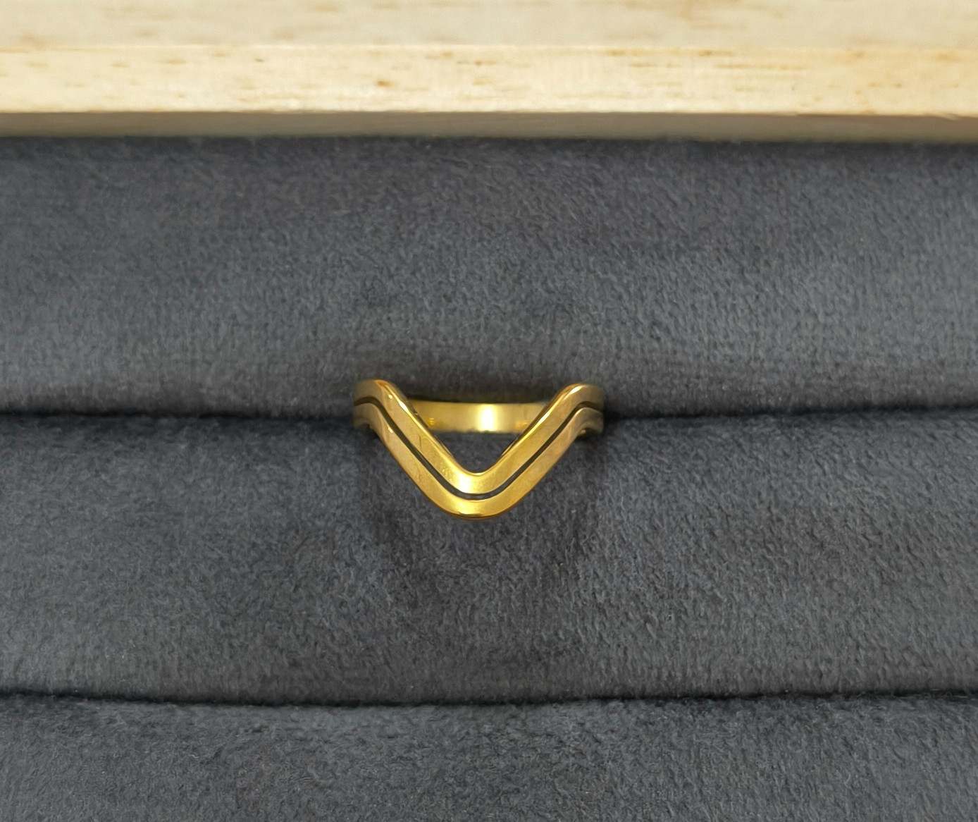 Anti Tarnish Wave V shape Ring 18K Gold Plated